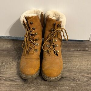 Women's Tan Lace-Up Boots